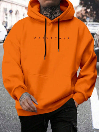 Originals | Heren Hoodie met Capuchon, Letterprint Zachte Katoenen Hoodie Oranje 2XL