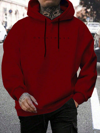 Originals | Heren Hoodie met Capuchon, Letterprint Zachte Katoenen Hoodie Rood 2XL
