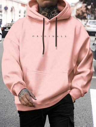 Originals | Heren Hoodie met Capuchon, Letterprint Zachte Katoenen Hoodie Roze 2XL