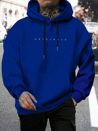 Originals | Heren Hoodie met Capuchon, Letterprint Zachte Katoenen Hoodie Donkerblauw 2XL