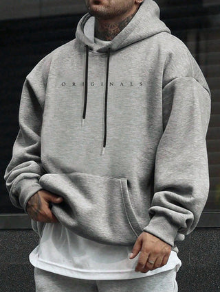 Originals | Heren Hoodie met Capuchon, Letterprint Zachte Katoenen Hoodie Grijs 2XL