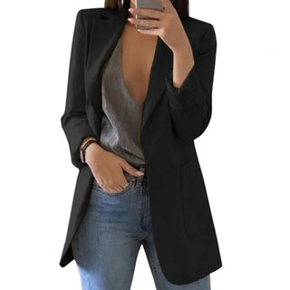Manda | Oversized blazer voor dames | Lang zwart