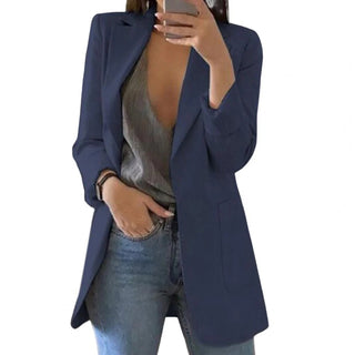 Manda | Oversized blazer voor dames | Lang Marineblauw