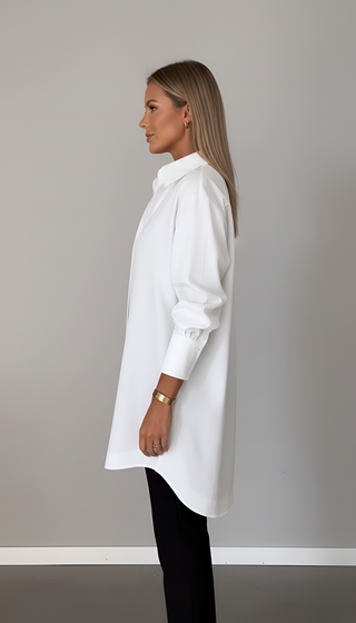 Isana | Dames Blouse – Hoogwaardig Katoen, Klassieke Kraag & Moderne Oversized Pasvorm