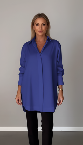 Isana | Dames Blouse – Hoogwaardig Katoen, Klassieke Kraag & Moderne Oversized Pasvorm