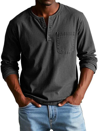 Philipp | Henley Shirt met Lange Mouwen Zwart