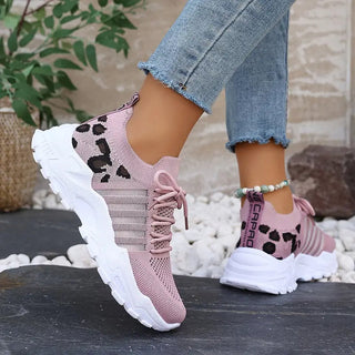 Dames Ademende Sneakers met Luipaardprint Roze