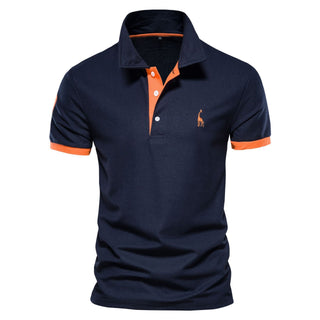 Polo shirt voor heren, klassiek design, hoogwaardig materiaal Oranje Marineblauw