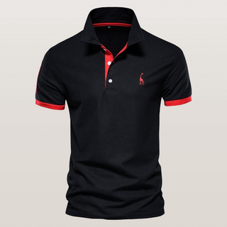 Polo shirt voor heren, klassiek design, hoogwaardig materiaal Zwart Rood 4XL