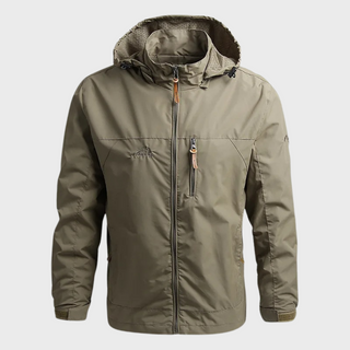 Regenjas voor heren – Waterdichte jas met capuchon voor stormachtige dagen khaki