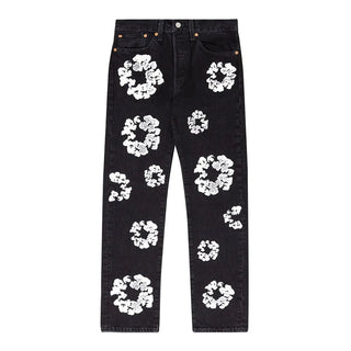 Retro Denim Set voor Koppels Jasje en Broek met Kapok-motief