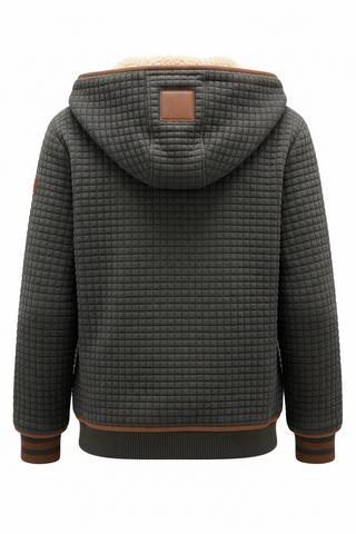 Retro outdoorjas voor dames met ruitpatroon, dubbele kraag en warme uitstraling.