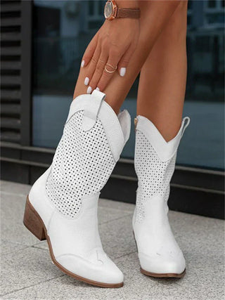 ELYSSI Cowboylaarzen Dames met Perforatiemotief en Korte Schacht