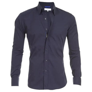 Roben | Kreukvrij Overhemd met Rits Marineblauw