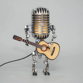 Robotmicrofoonlamp, gitaarkunstlamp met zwart netsnoer GEEL | KLASSIEKE GITAAR