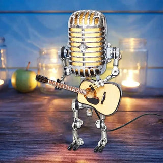 Robotmicrofoonlamp, gitaarkunstlamp met zwart netsnoer