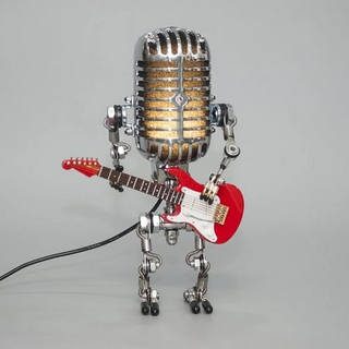 Robotmicrofoonlamp, gitaarkunstlamp met zwart netsnoer ROOD | ELEKTRISCHE GITAAR