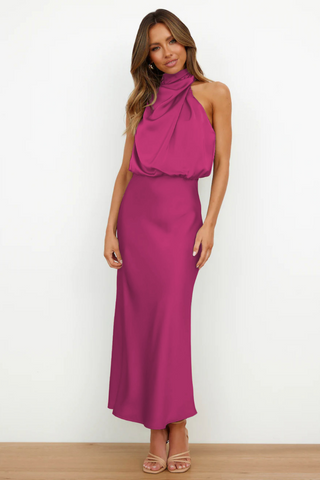 Vanity | Dames Midi-jurk – Moderne Halslijn, Elegant Design & Vrouwelijke Verfijning Roze
