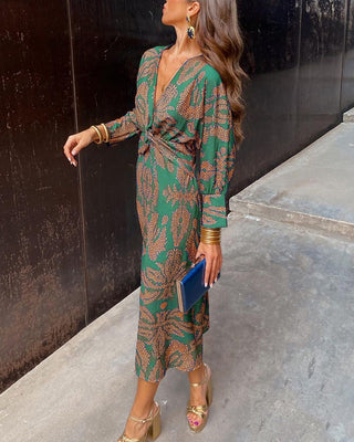 Carmella | Boho zomerjurk met lange mouwen en V-hals voor dames | Maxi