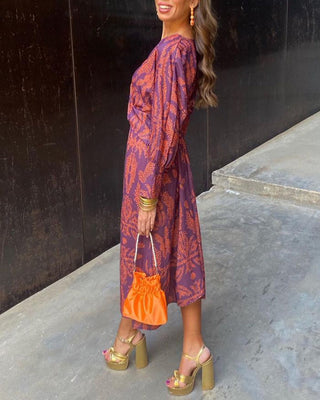 Carmella | Boho zomerjurk met lange mouwen en V-hals voor dames | Maxi