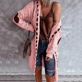 Evelyn | Stijlvol Lang Vest - Comfy met Capuchon Roze