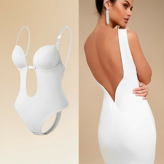 Rugloze bodysuitbeha voor dames, slanke elegantie, onzichtbaar Wit