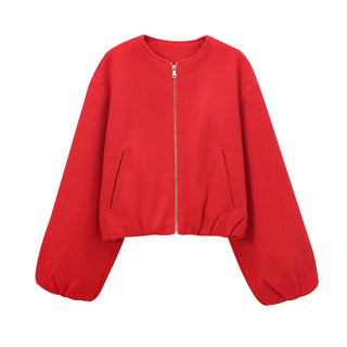 Fioréne | Dames Grijze Bomberjas – Losse Fit & Comfortabel Rood