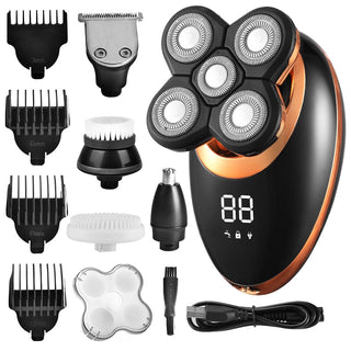 Pro Shaver | Een waterdichte, draadloze & krachtige trimmer voor heren Scheerapparaat Brons + extra opzetstukken