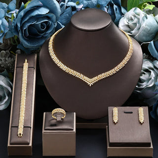 Luxe 4-Delige Bruids Zirkonia Sieradenset Goud Aanpasbaar 45cm | VanBeren