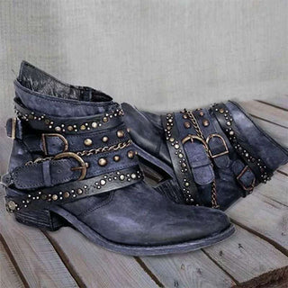 Colette - Vintage Leren Laarzen Blauw