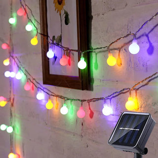 Zonne Energie Aangedreven Lichtenketting Voor Buiten Multikleur