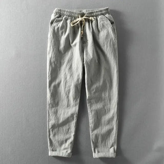 Toby Heren Linnen Broek voor de Zomer Lichtgrijs
