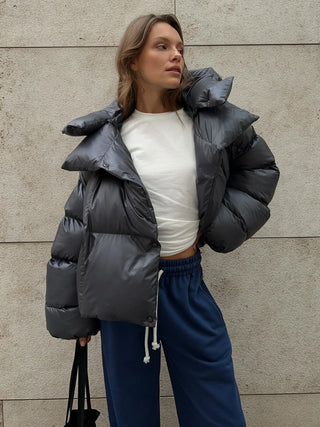 Tavia | Dames Elegante Gewatteerde Pufferjas Zwart