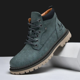 Heren Winter Veterlaars Met Antislip Profielzool Groen