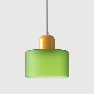 Glazen Hanglamp Elegante Voor Keuken En Woondecoratie Matte Groen Geel
