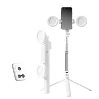 MEELANO Ny 6-i-1 selfie stick med fyldlys Hvid