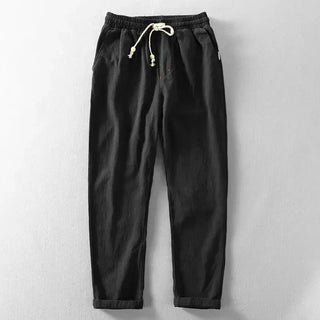 Toby Heren Linnen Broek voor de Zomer Zwart