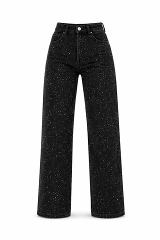 Inspire | Rechte High‑Waist Jeans met Glitter Details