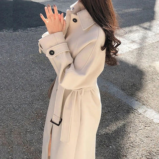 Trendy Lange Dames Winterjas - Eveline Beige