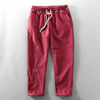 Toby Heren Linnen Broek voor de Zomer Rood