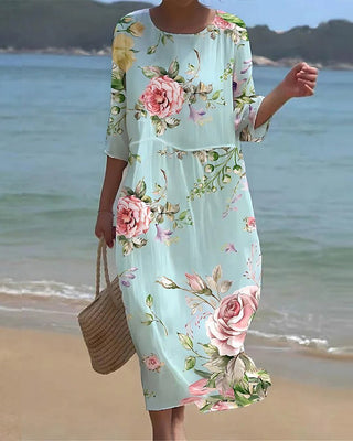 Sephira | Bloemenjurk voor dames – Romantische print, elegant silhouet en verfijnde stijl Blauw