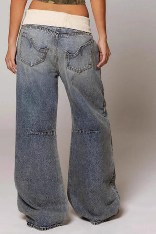 Seraphine - Jeans Dames | Wijde Pasvorm met Elastische Tailleband