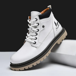 Heren Winter Veterlaars Met Antislip Profielzool Wit