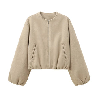 Fioréne | Dames Grijze Bomberjas – Losse Fit & Comfortabel Khaki