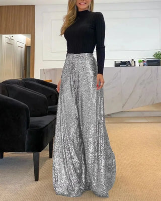 Allegra Dames Pailletten Broek Zilver
