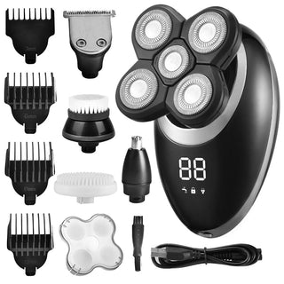 Pro Shaver | Een waterdichte, draadloze & krachtige trimmer voor heren Scheerapparaat Zilver + extra opzetstukken