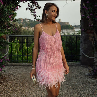 Manda | Dames Midi-jurk – Sprankelende Pailletten, Chique Cocktaildesign & Glamourous Elegance