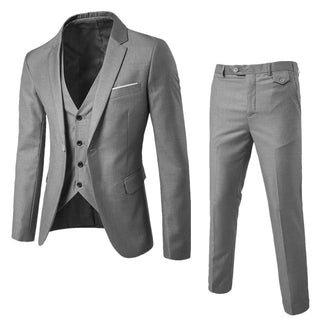 Rogue | Slim Fit herenpak – Driedelig ensemble, Krachtige snit & Zakelijk meesterschap grijs