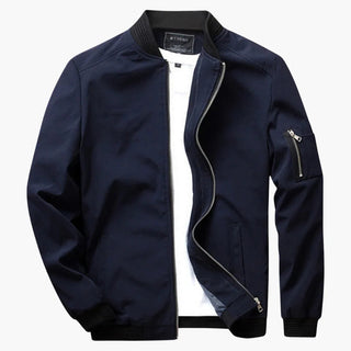 Slim fit lichtgewicht bomberjack voor heren, geschikt voor de lente en zomer. donkerblauw