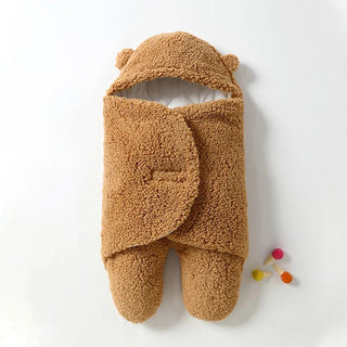 Baby Beer Gecapuchonneerde Inbakerdoek - Zachte Knusse Pasgeboren Slaapzak, Warme Inbakerdoek voor Baby's 0-6 Maanden Kaki